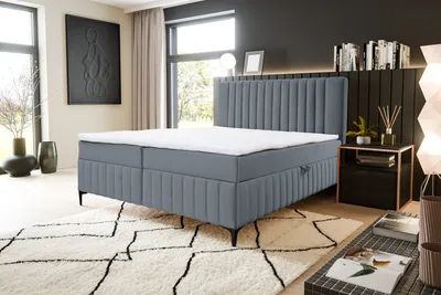 Produktbild von VENASI QUANT Boxspringbett 160x200 mit 2 Bettkästen und TOPPER H2/H3 Matratze GRAU Bluvel 14