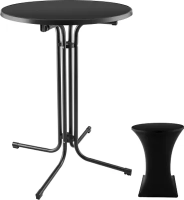 Produktbild von tectake® Stehtisch Eren rund mit Tischhusse bodenschonende Kunststofffüße & Ausgleichsschraube