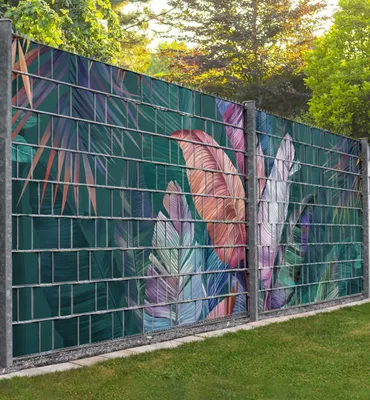 Produktbild von Sichtschutzstreifen Blätterwald bunt tropisch Sichtschutz Garten Zaun - Teil1 + Teil2 - 500x180cm