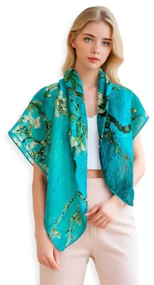 Zdjęcie produktu dla Szal damski z kaszmiru, 90 x 90 cm, z artystycznym wzorem