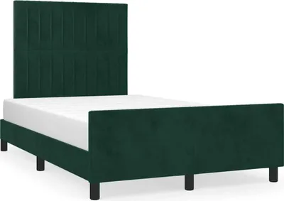 Produktbild von vidaXL Bettgestell ohne Matratze Dunkelgrün 120x190 cm Samt