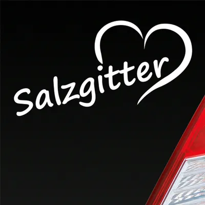 Produktbild von Auto Aufkleber Salzgitter Herz Stadt City Liebe Love 17,5x8 cm Weiss Glanz Sticker Heckscheibenaufkleber