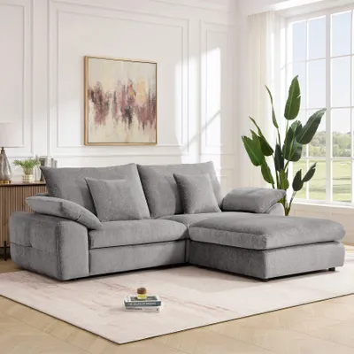 Produktbild von riess-ambiente Sitzhocker SOHO 100cm grau Chenillestoff Polsterhocker mit Wellenunterfederung