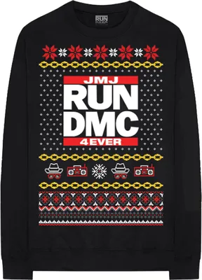 Immagine prodotto di Run DMC - Felpa "Holiday" per uomo/donna unisex - design natalizio RO5581 (L) (Nero)
