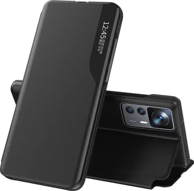 Produktbild von Hülle für Xiaomi 12T / 12T Pro, Smart View Fenster Flip Stand Cover Kunstleder Schutzhülle für Xiaomi 12T / 12T Pro Schwarz