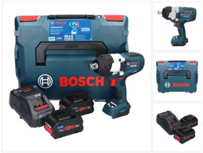 Obrázok produktu pre Akumulátorový rázový uťahovák Bosch GDS 18V-1050 H 18 V 1050 Nm 3/4" biturbo bez kefiek + 2x akumulátor ProCORE 5,5 Ah + nabíjačka + L-Boxx ( 06019J8503 )