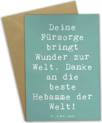 Produktbild von Mr. & Mrs. Panda Grußkarte Spruch Beste Hebamme - Meeresbrise - Geschenk, Danke sagen, Vertrauen, Bedanken, weihnachtskarten, hochzeitskarten, glückwunschkarten, Fürsorge