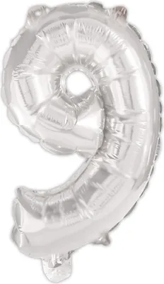 Immagine prodotto di Palloncino in foil argento con numero 9, 95 cm