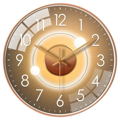 Runde Wanduhr 30 cm, stumm, modern, gold, für Wohnzimmer