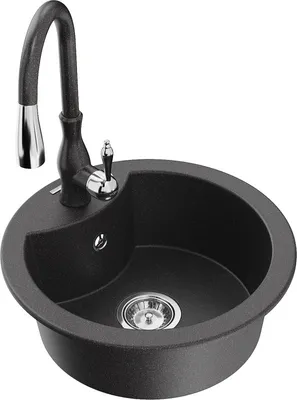 Produktbild von Mexen Diego 1-Becken-Granit-Spüle mit Mischbatterie Savita, Schwarz gesprenkelt - 6512-76-672601-76