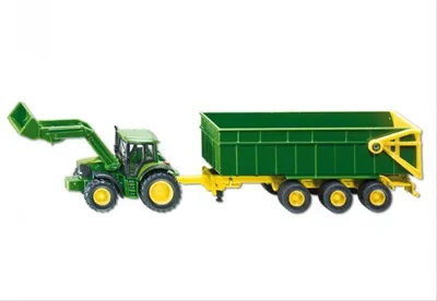 Produktbild von Siku Traktor JOHN DEERE mit Anhänger grün; 1843