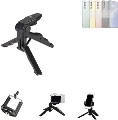 Produktbild von K-S-Trade Stativ Tisch-Ständer Dreibein Handy-Stativ Ständer kompatibel mit Meizu 21 Mini-Stativ Smartphone Tripod Handy-Stativ aus Plastik schwarz