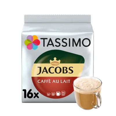Produktbild von Tassimo Jacobs Café au lait classico Kaffee und Milch 16 T Discs 184g