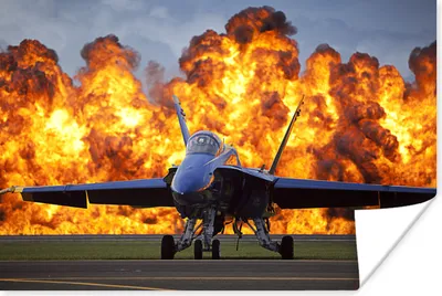 Produktbild von MuchoWow® Poster Flugzeuge - Düsenjäger - Feuer 60x40 cm - Schlafzimmerdekoration
