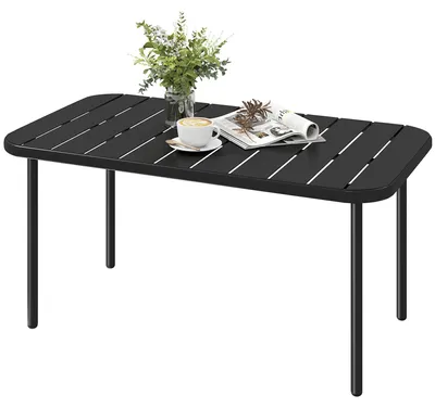 Produktbild von Outsunny Beistelltisch Balkontisch aus Stahl Rechteckig für Balkon, 90x50x43 cm