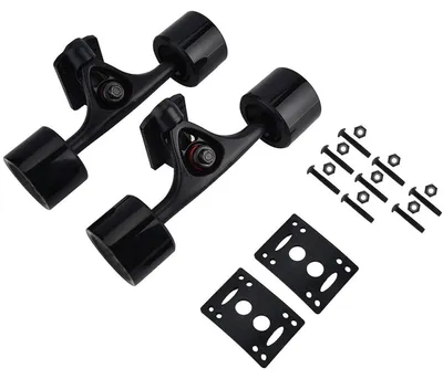 Produktbild von Skateboard Achsen Set 2 Stück mit ABEC-9 Lagern und 70x51mm Rädern, Schwarz