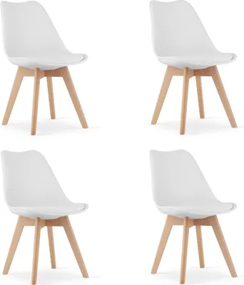 Produktbild von MARK Stuhlset, weiße Holzbeine, 4-tlg