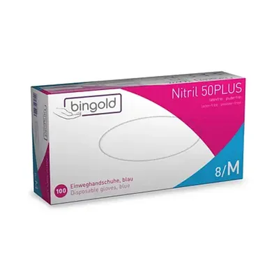 Produktbild von BINGOLD Nitril 50PLUS Einweghandschuhe Blau Größe XL