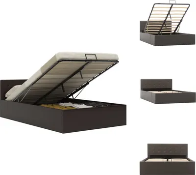 Produktbild von vidaXL Stauraumbett Hydraulisch Grau Kunstleder 120×200 cm -  Betten & Bettgestelle