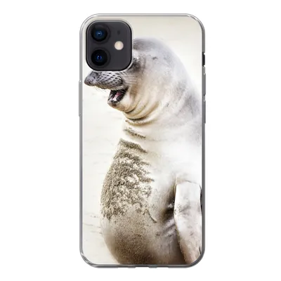 Produktbild von MuchoWow® Handyhülle Schutzhülle Hülle für iPhone 12 mini Seeelefant - Lustig - Lachen - Kinder - Jungen - Mädchen - Kinder Silikon Softcase Handy Hülle - Bild