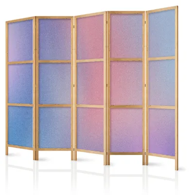 Immagine prodotto di Pannello divisorio giapponese, 5 ante, pieghevole, realizzato in tessuto non tessuto di alta qualità, con motivo sfumato, ideale per l'ufficio, dimensioni 225 cm x 172 cm