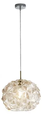 Immagine prodotto di Lampada a Sospensione in Vetro Soffiato Ambra, Diametro 35 cm, Attacco E27, Design Elegante e Moderno per Interni Raffinati - Perenz