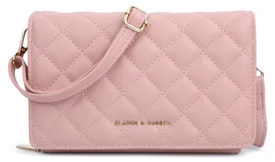 Produktbild von Damen-Handytasche mit Schultergurt - Gesteppte Handtasche aus veganem Leder, Umhängetasche, kleine Abendtasche, Reisepasstasche, Handytasche mit Kartenfächern