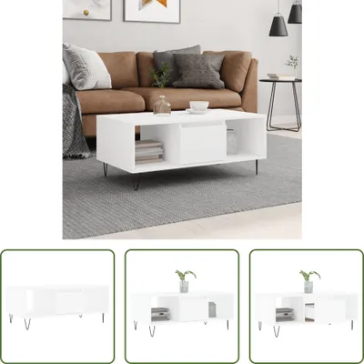 Produktbild von The Living Store Couchtisch Weiß 90x50x36,5 cm Holzwerkstoff