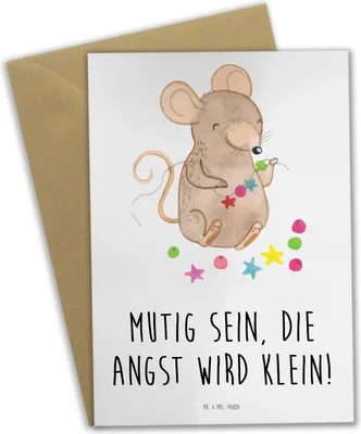 Produktbild von Mr. & Mrs. Panda Glückwunschkarte Angst überwinden - Weiß - Geschenk, Selbstvertrauen, Mutig sein, dankeskarten, glückwunschkarten, Herausforderungen, Tapferkeit, Trost
