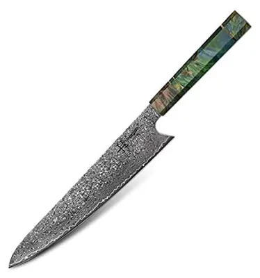 Gyuto-Kochmesser 25,4 cm, VG10, 67 Lagen Damaststahl, einzigartiger Griff