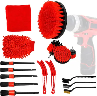 Obrázok produktu pre 16ks Plastové Auto Electric Brush Detail Čistenie Sada náradia Červená