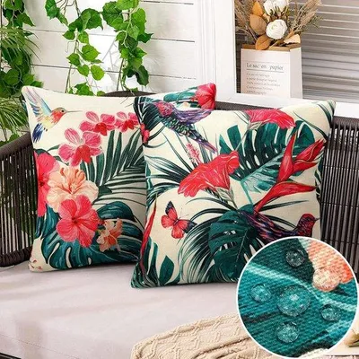 Produktbild von Famanu Kissenhüllen Set von 2 - Wasserfest - 45x45 cm - Grün