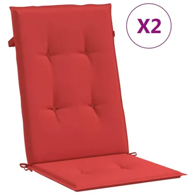 Zdjęcie produktu dla vidaXL Poduszki na krzesła ogrodowe z wysokim oparciem 2 szt. Czerwony materiał 120x50x3 cm