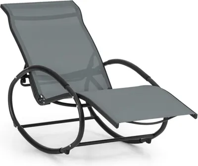 Produktbild von Santorini Schaukelstuhl Liegestuhl Aluminium Polyester schwarz, Farbe:Grau