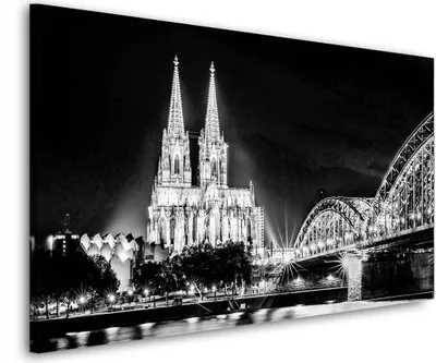 Produktbild von Köln Skyline Kölner Dom Leinwandbild Wandbild Kunstdruck XL Wanddeko: 90x50x2cm