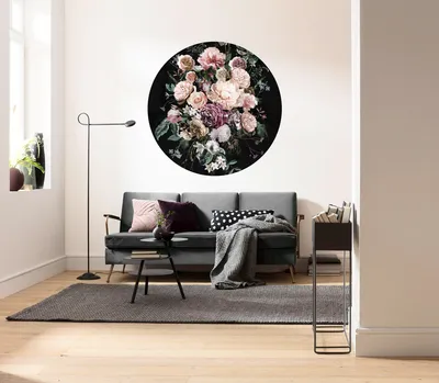 Produktbild von Komar Vlies Fototapete rund und selbstklebend "Enchanted Flowers" - Größe: 125 x 125 cm (Breite x Höhe) - 1 Stück