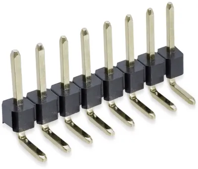 Produktbild von Stiftleiste, 1 x 8, 2,54 mm, gewinkelt, 0,8µ Au (Gold), 5 Stück
