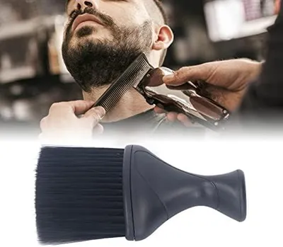 Produktbild von Schwarze Nackenbürste aus Nylon mit weichen Borsten zum bequemen Entfernen von Haarresten im Friseursalon