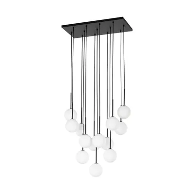 Produktbild von Hängelampe Glas Metall G9 H: max. 150 cm Schwarz Weiß Kugelschirm Modern Pendelleuchte