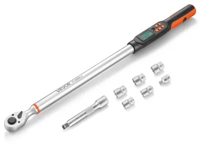Produktbild von VEVOR Digitales Drehmomentschlüssel-Set 1/2 Zoll-Antrieb 4 Einheiten, ±2 % Genauigkeit LCD-Display mit Summer & LED-Anzeige Steckschlüsseln Verlängerungsstange & Adapter für Kfz-Reparaturen