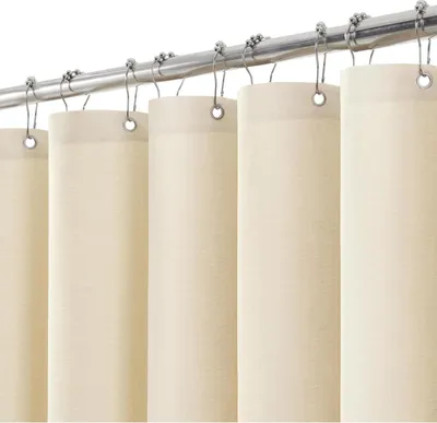 Immagine prodotto di Tenda da doccia in lino con anelli per doccia in metallo Tenda da bagno impermeabile antimuffa 182 x 214 cm Beige