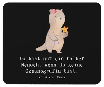 Produktbild von Mr. & Mrs. Panda Mauspad Ozeanografin Herz - Schwarz - Geschenk, Lustig, Witzig, Mousepad, Mouse Pad, pc, Studium, laptop, Spruch, Meeresbiologe