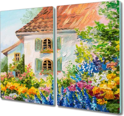 Produktbild von Coloray Hackbrett Kochplattenabdeckung Herdabdeckplatte 2x30x52 cm Schneidebrett Küchenbrett - Das Dorf Blumen Haus der Natur