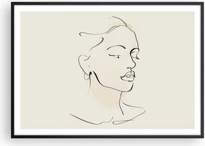 Produktbild von Gerahmtes Poster - Schwarzer Rahmen - Frau Zeichnung Linie - 100x70 cm - Wand Bild - Wanddeko - Wandbilder - Kunstposter - Wandposter - Bilderrahmen - Bilder - Kunstdruck - P2BAA100x70-5046