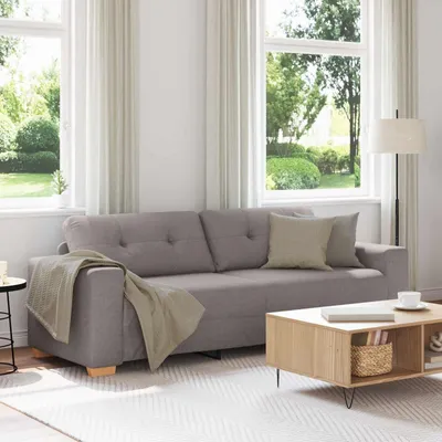 Image de Canapé 3 places vidaXL, taupe, 220 cm, tissu