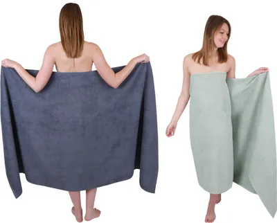 Produktbild von Betz 2 Stück XXL Badetücher 100 x 200 cm BERLIN  Saunatücher 100% Baumwolle Farbe – dunkelgrau-silbergrau