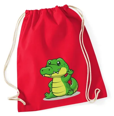 Produktbild von Huuraa Turnbeutel Krokodil Comic 12 Liter Classic Red Baumwolle Rucksack Geschenkidee