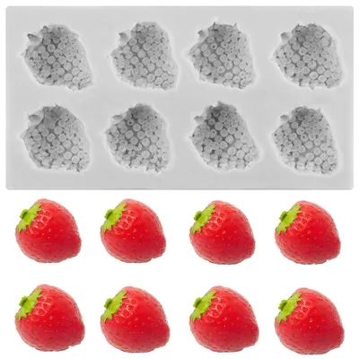 Immagine prodotto di Stampo in silicone a forma di fragola, ideale per fondant e cioccolato, per dolci e decorazioni. Accessorio per la preparazione di dolci