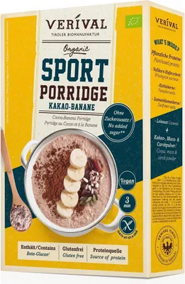 OWSIANKA PROTEINOWA Z KAKAO I BANANEM BEZ DODATKU CUKRÓW BEZGLUTENOWA BIO 350 g - VERIVAL