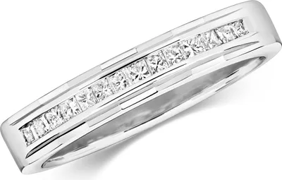 Produktbild von Atemberaubender 9 Karat (375) Weißgold Halb Eternity Damen - Diamant Ring Prinzessschliff 0.30 Karat H - I1, 53 (16.9); TRS21127RSM